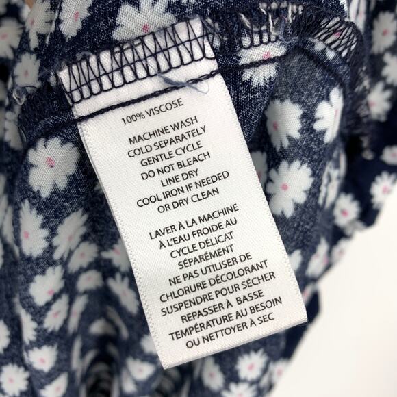 BeachLunchLounge A-Line Short Sleeve Dress Womens Size Medium Blue White Floral - Picture 6 of 6
